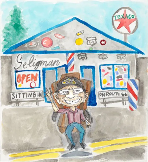 watercolor painting of Seligman store